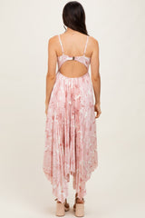 Light Floral Woven Pleat Skirt Maxi Dress