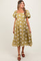 Olive Textured Maternity Midi Dress