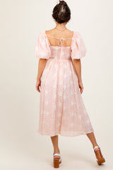 Pink Textured Midi Dress