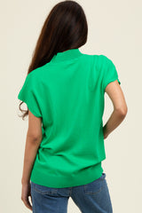 Green Mock Neck Knit Top
