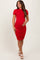 Red Ribbed Ruched Short Sleeve Maternity Dress