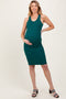 Deep Teal Ribbed Racer Back Sleeveless Maternity Midi Dress