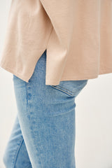 Beige Relaxed Fit Mock Neck Sweater