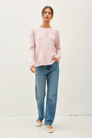 Light Pink Brushed Knit Henley Top