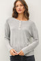 Heather Grey Brushed Knit Henley Top