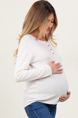 Cream Brushed Knit Henley Maternity Top