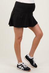 Black Back Pleat Maternity Skort