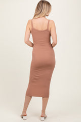Taupe Ribbed Cami Midi Dress