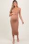 Taupe Ribbed Cami Maternity Midi Dress