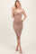 Mocha Striped Knit Twist Front Midi Dress