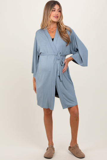 Blue Delivery/Nursing Maternity Robe