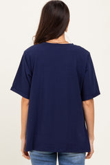 Navy Oversized Pocket Front Short Sleeve Top