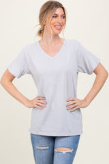 Heather Grey Oversized V-Neck Short Sleeve Maternity Tee
