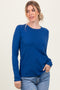 Light Navy Basic Crew Neck Long Sleeve Top
