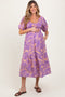 Peach Tropical Floral Smocked Tie Back Maternity Maxi Dress