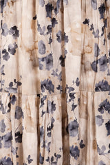 Cream Watercolor Floral Tiered Midi Skirt