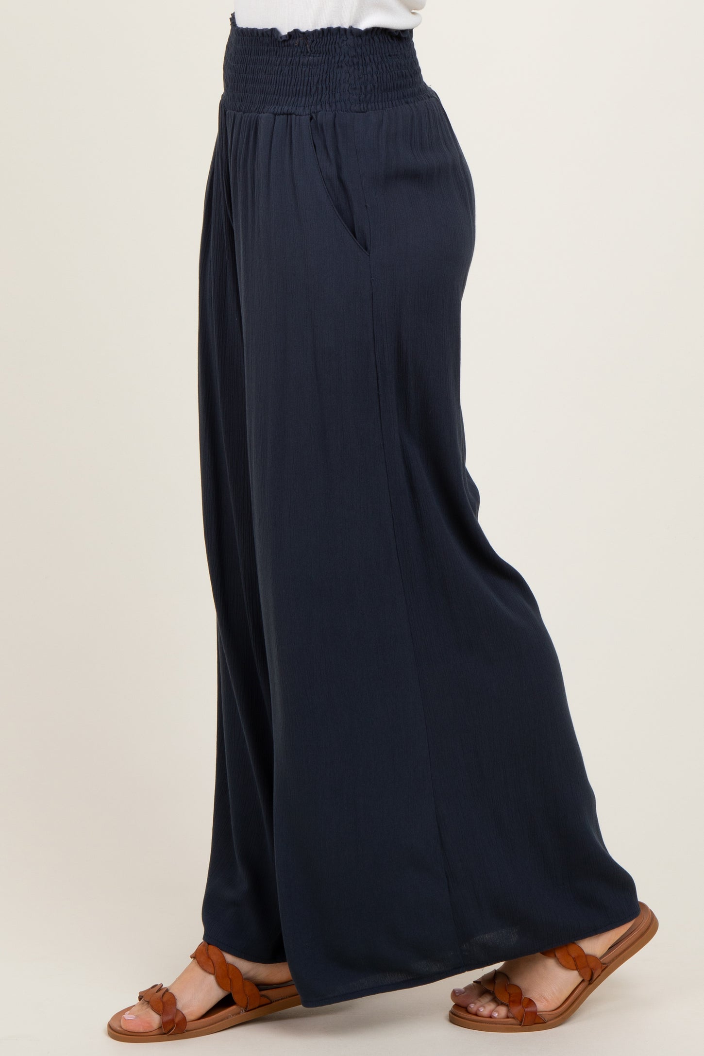 Charcoal Wide Smock Waist Pants