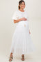 White Drawstring Tiered Maternity Maxi Skirt