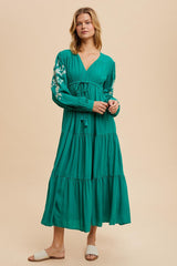 Jade Embroidered Long Sleeve Maternity Maxi Dress