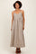 Beige Striped Linen Blend Maxi Dress