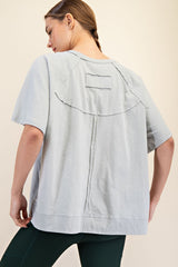 Light Grey Oversized Raw Hem Short Sleeve Tee
