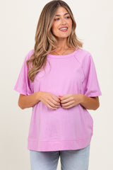 Mauve Oversized Raw Hem Short Sleeve Maternity Tee