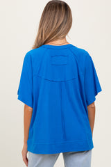 Royal Blue Oversized Raw Hem Short Sleeve Maternity Tee
