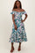 Teal Multi Smocked Top Woven Midi Dress
