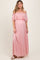 Pink Lace Off Shoulder Maternity Maxi Dress