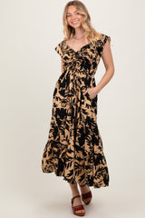 Black Mocha Smocked Top Maternity Midi Dress