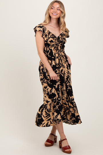 Black Mocha Smocked Top Midi Dress