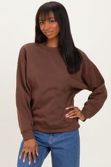 Brown Basic Fleece Crewneck Sweatshirt