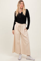 Cream Flowy Cropped Maternity Pant