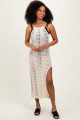 Beige Halter Crochet Cover Up