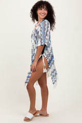 Blue/White Crochet Maternity Cover Up