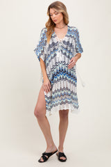 Blue/White Crochet Maternity Cover Up