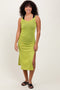 Green Solid Spaghetti Strap Slit Backless Cover Up Dress