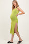 Green Solid Spaghetti Strap Slit Backless Maternity Cover Up Dress