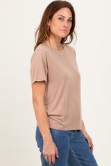 Taupe Basic Round Neck Short Sleeve T-Shirt