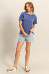 Navy Basic Round Neck Short Sleeve T-Shirt