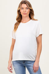 Cream Basic Round Neck Short Sleeve Maternity T-Shirt