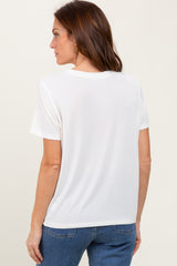Cream Basic Round Neck Short Sleeve T-Shirt