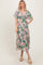 Light Pink Floral Print Woven Midi Dress