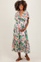 Light Pink Floral Print Woven Maternity Midi Dress