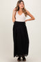 Black Smocked Waist Eyelet Lace Hem Maternity Maxi Skirt