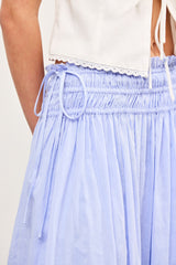Periwinkle Smocked Waist Eyelet Lace Hem Maxi Skirt