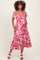 Magenta Multi Smocked Top Woven Maternity Midi Dress