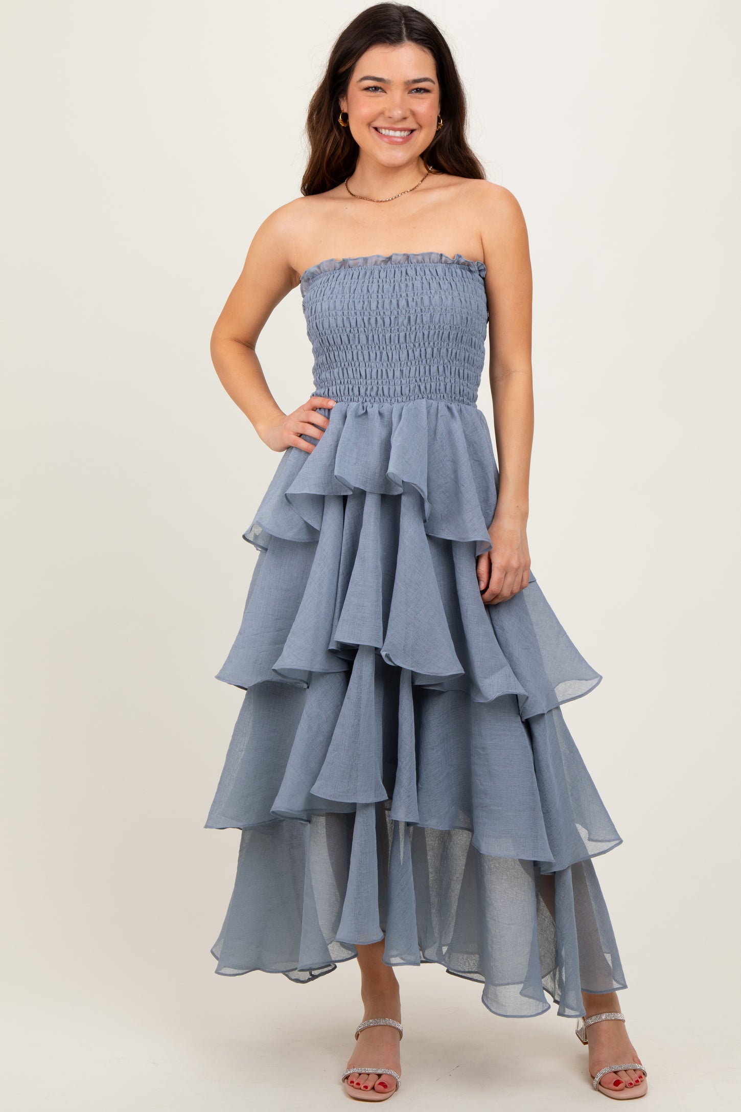 Blue Layered Maxi Dress