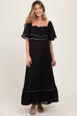 Black Wide Sleeve Maternity Maxi Dress