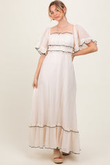 Cream Wide Sleeve Maxi Dress